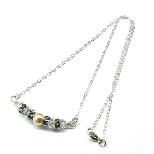 Silver Swarovski Crystal Pearl Necklace