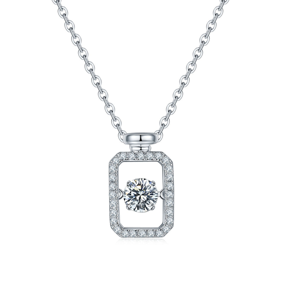 Set With Top-quality Moissanite, This Luxurious And Fashionable Light Luxury Trend Jewelry Necklace Pendant Is Made Of S925 Silver Electroplated With Platinum