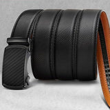 Mens Automatic-buckle Leather Belt With A Matte Finish