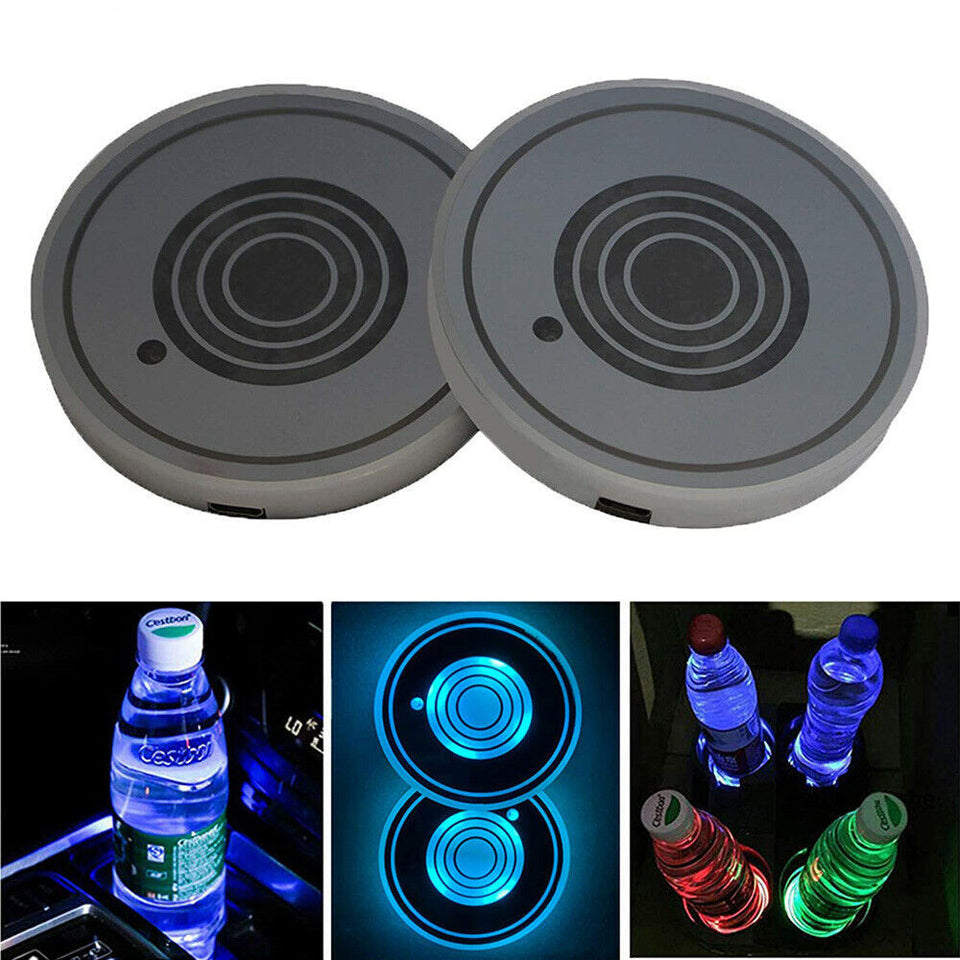 USB Charging Car Led Cup Holder Water Mat