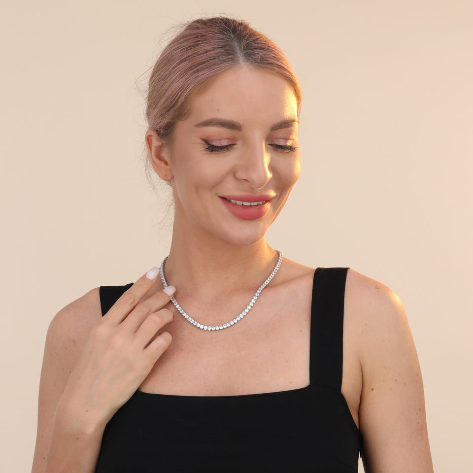 925 Sterling Silver Tennis Chain Authentic Cubic Zirconia