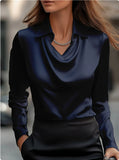 Collared Long-Sleeve Shirts Fashion Commuter Solid Color Blouse Casual Business Tops Women's Clothing