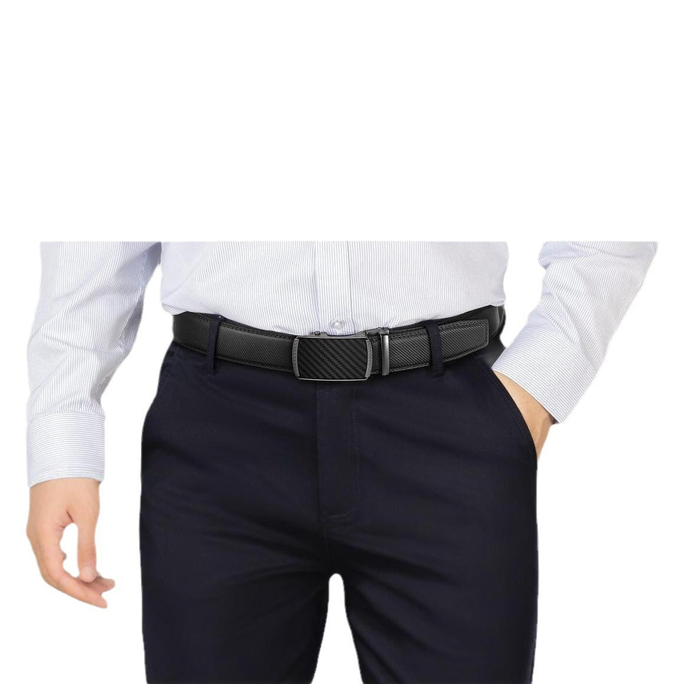 Mens Automatic-buckle Leather Belt With A Matte Finish