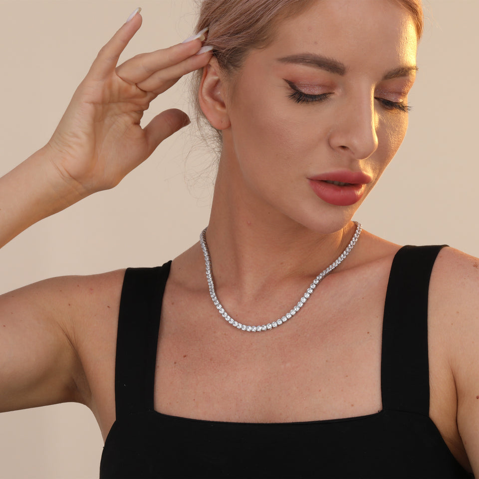 925 Sterling Silver Tennis Chain Authentic Cubic Zirconia