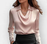 Collared Long-Sleeve Shirts Fashion Commuter Solid Color Blouse Casual Business Tops Women's Clothing