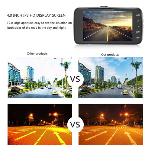 4" Dual Lens 1080 Dash Camera Car DVR