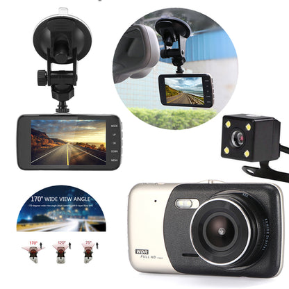 4" Dual Lens 1080 Dash Camera Car DVR