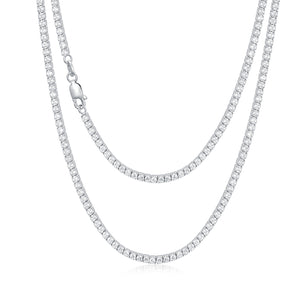 925 Sterling Silver Tennis Chain Authentic Cubic Zirconia