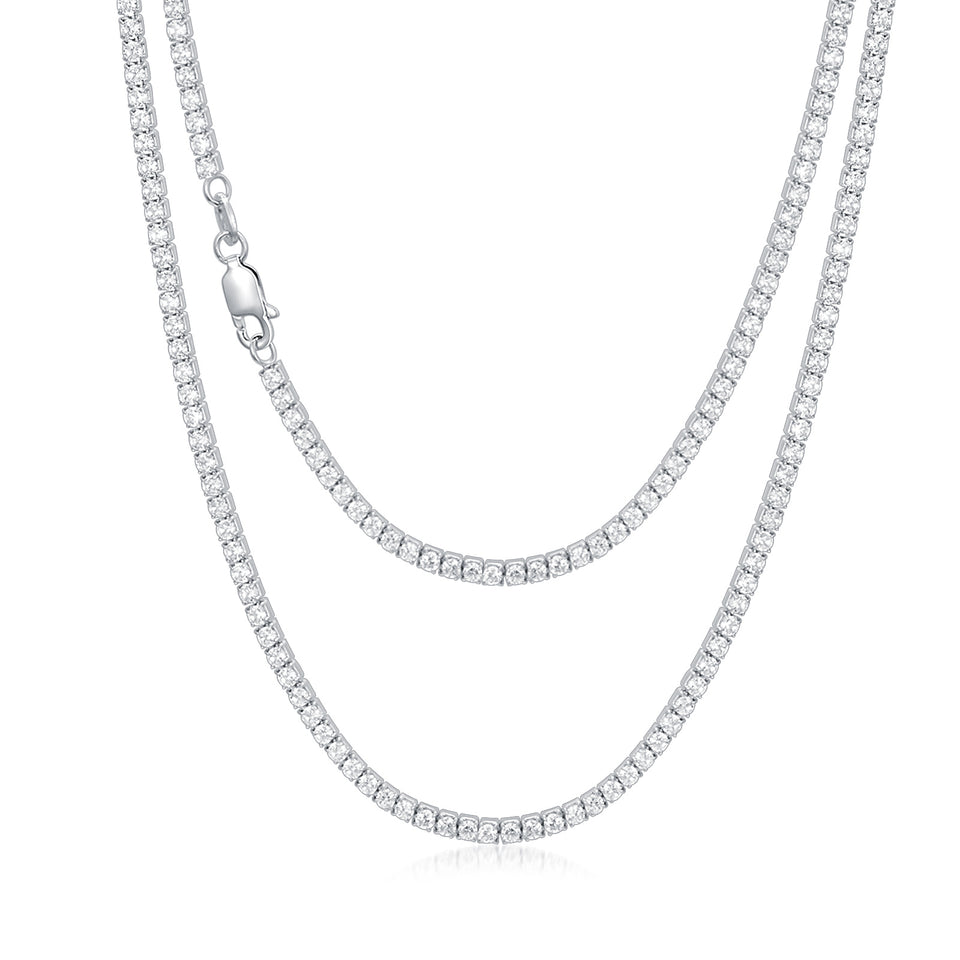 925 Sterling Silver Tennis Chain Authentic Cubic Zirconia